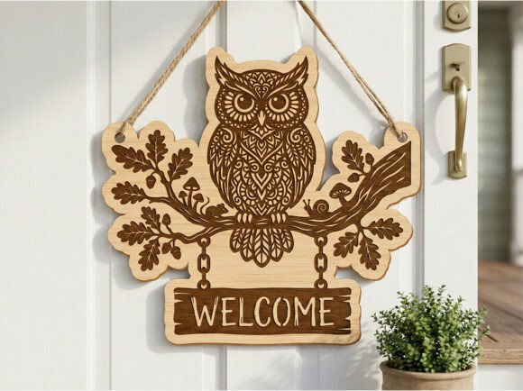 Download Owl Welcome Door Sign SVG - Welcome door sign Collection