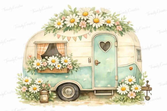 Download Boho Floral Camper PNG Clipart - Camper Collection
