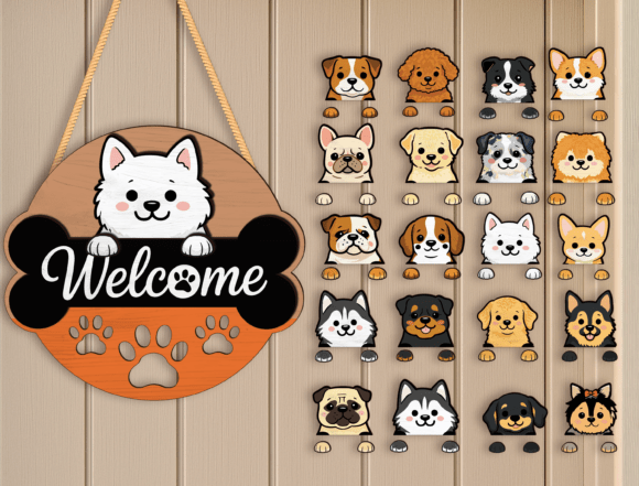 Download Custom Dog Peeking Welcome Door Sign - Welcome door sign Collection