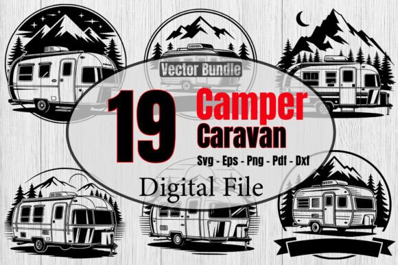Download CAMPER CARAVAN SVG Bundle,Travel Trailer - Camper Collection