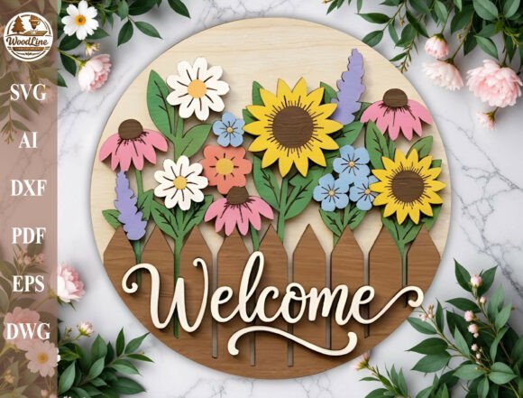 Download Wildflower Welcome Door Sign SVG - Welcome door sign Collection