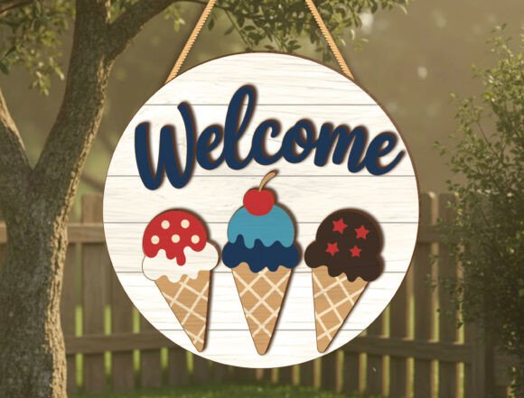 Download Summer Ice Cream Welcome Door Sign - Welcome door sign Collection