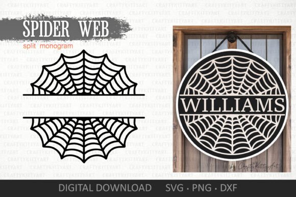 Download Spider Web Split Monogram Door Sign SVG - Premium Resources