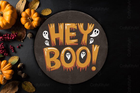 Download Hey Boo Ghost 3D Halloween Door Sign SVG - Premium Bundle